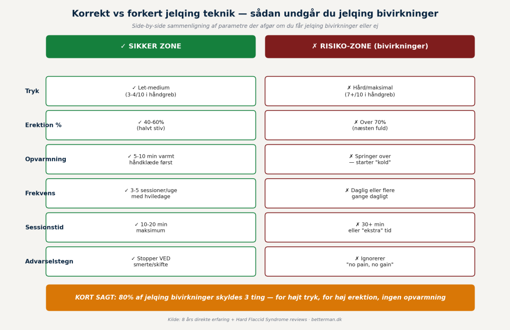 jelqing bivirkninger korrekt vs forkert teknik