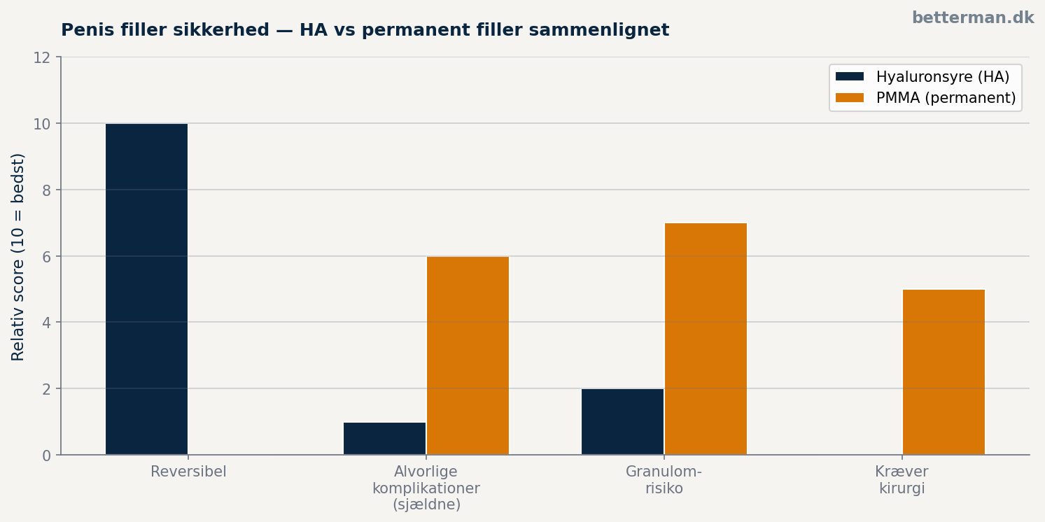 Penis filler sikkerhed — HA vs permanent filler sammenlignet