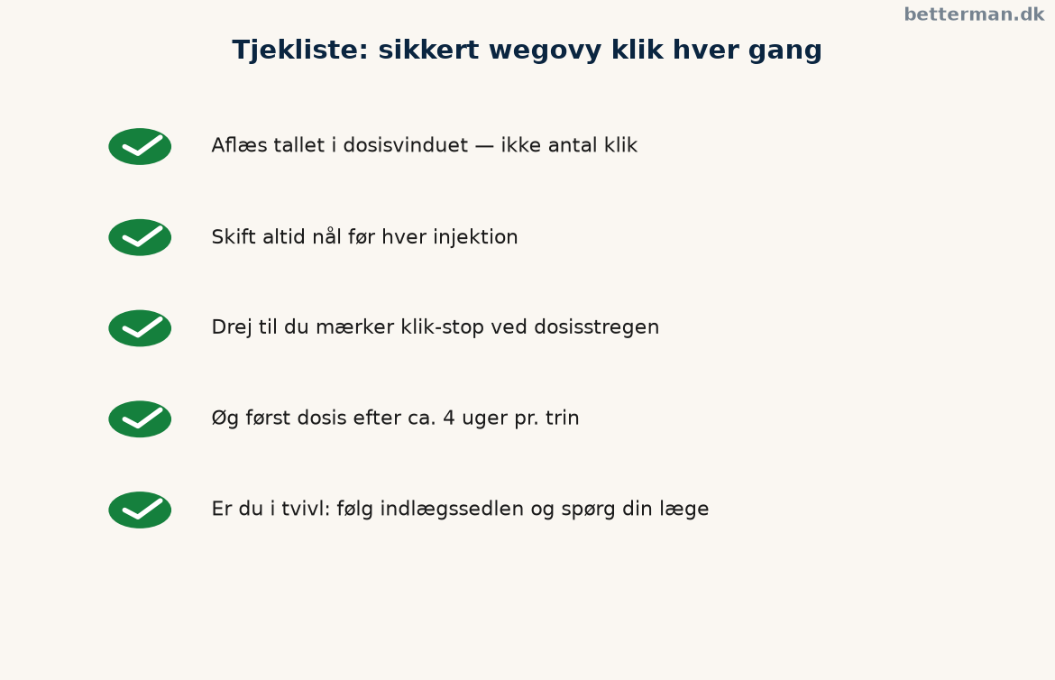 Tjekliste til sikker dosering — undgå fejl ved hvert wegovy klik