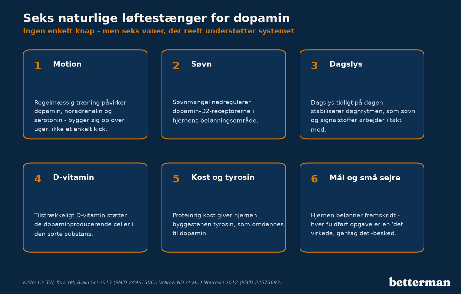Seks naturlige løftestænger, der understøtter hjernens dopaminsystem