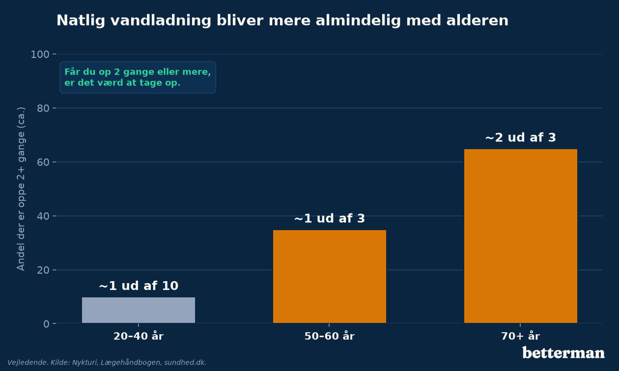 Natlig vandladning bliver mere almindelig med alderen — vejledende oversigt