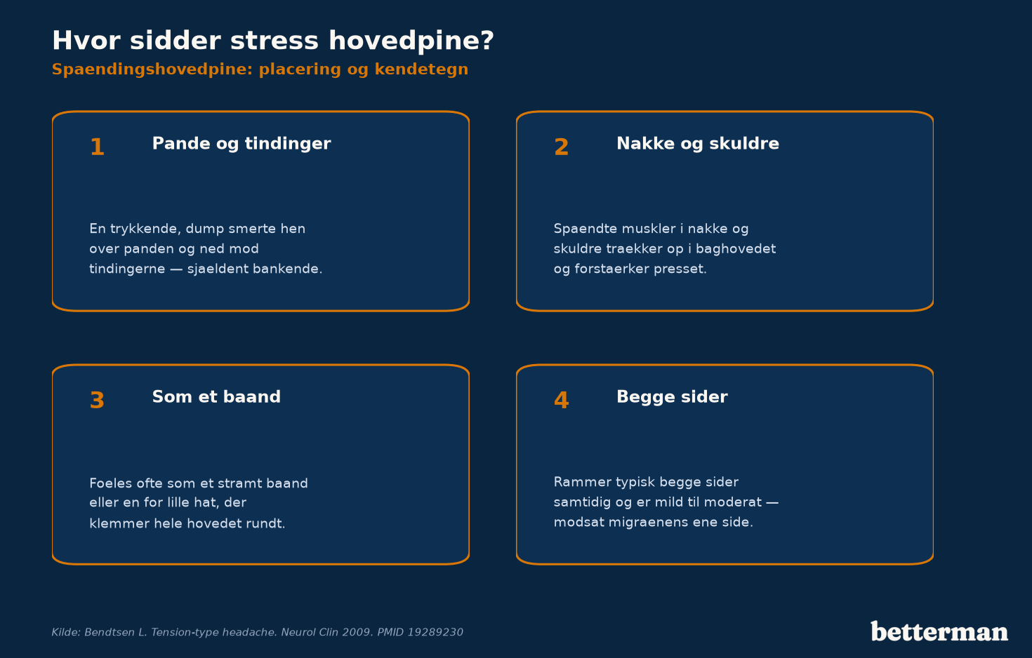Hvor sidder stress hovedpine — placering ved pande, tindinger, nakke og som et bånd om hovedet