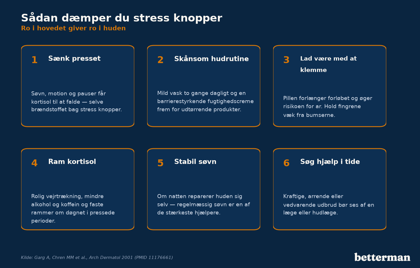 Sådan dæmper du stress knopper — ro i hovedet giver ro i huden