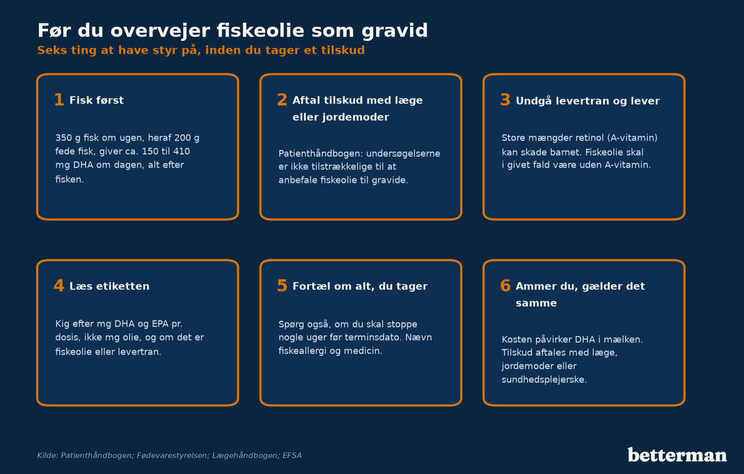 Fiskeolie gravid: tjekliste med seks punkter for gravide, der overvejer fiskeolie