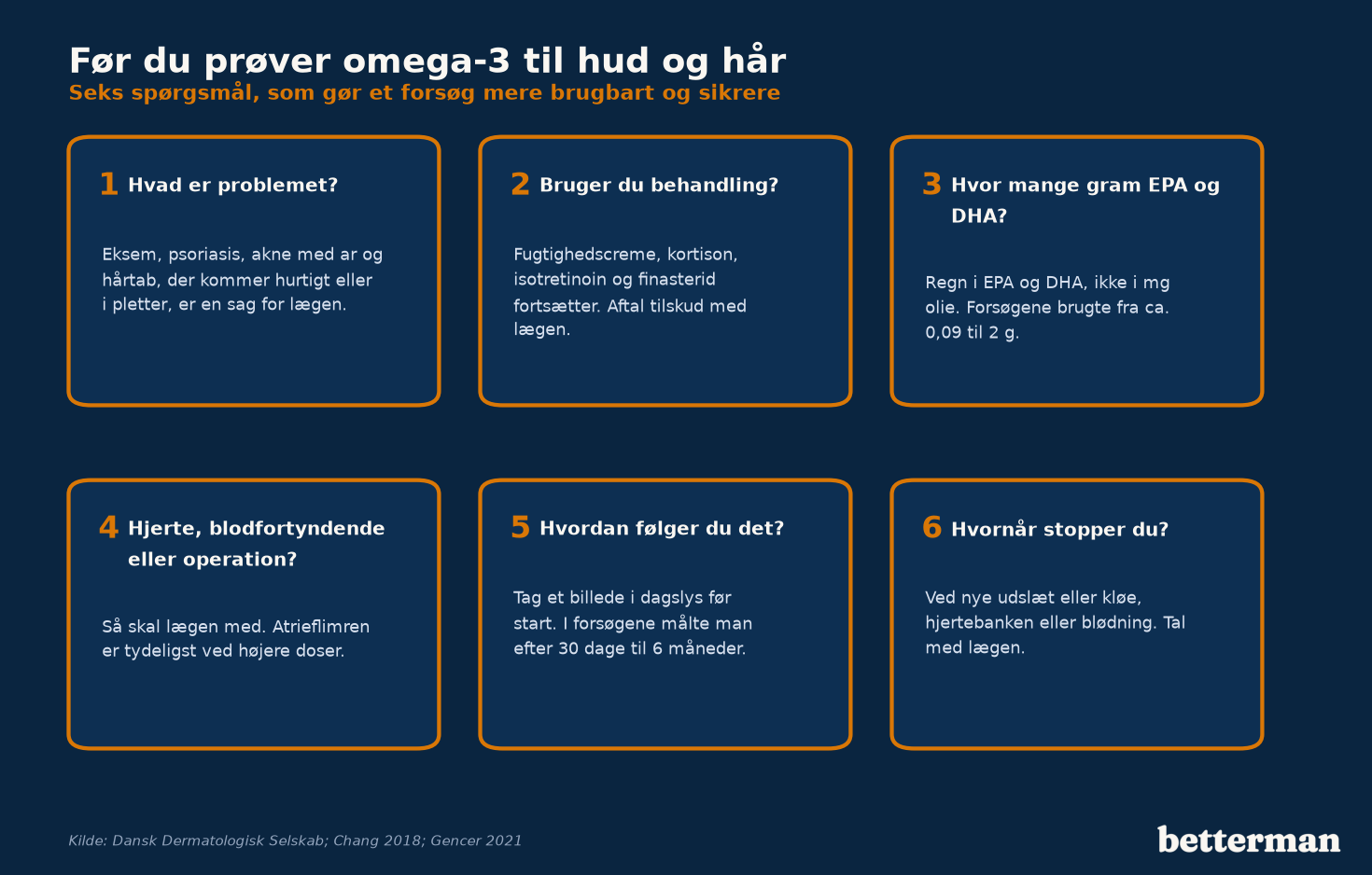 Tjekliste: seks spørgsmål før du prøver omega-3 til hud og hår