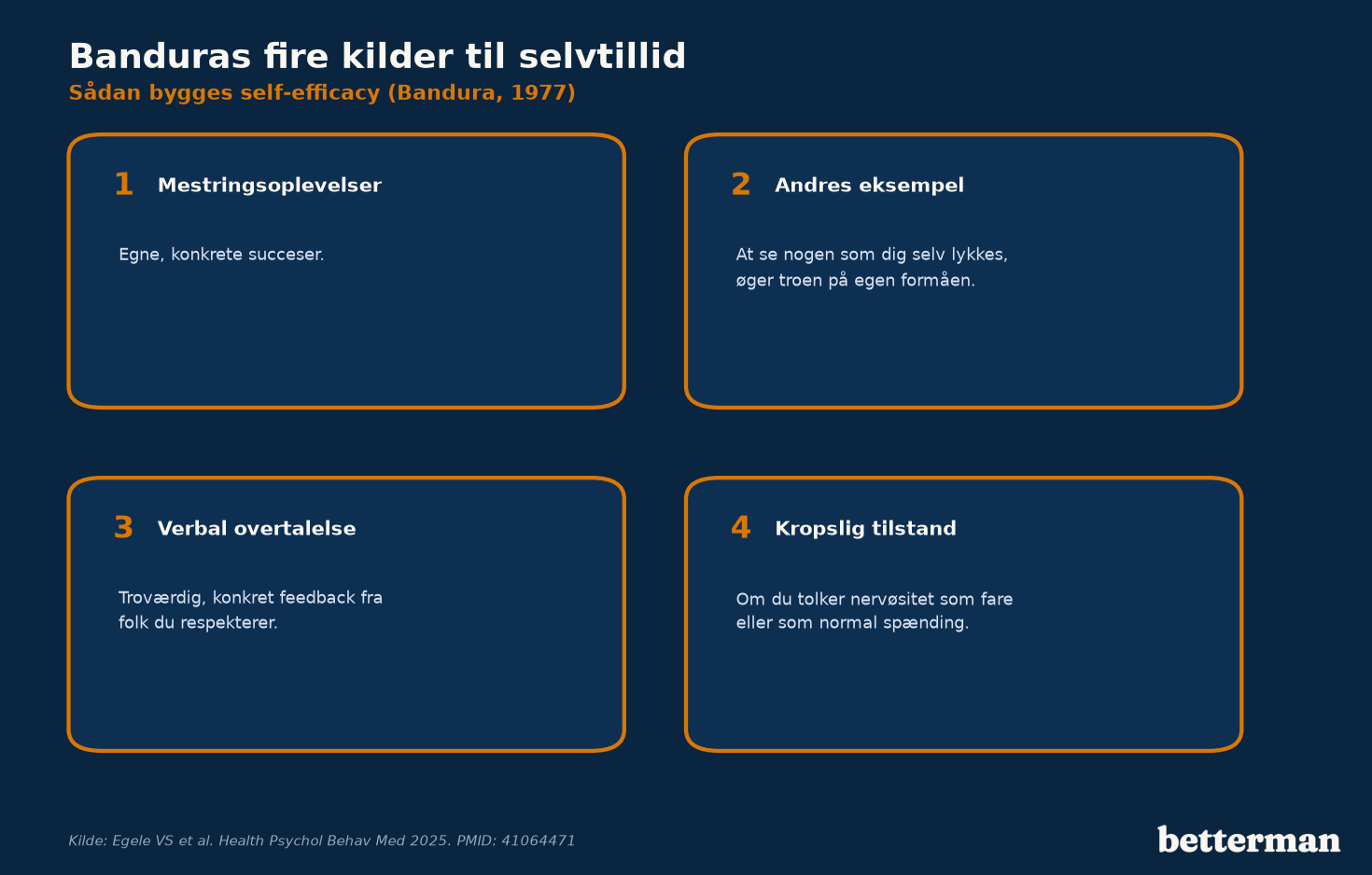 Banduras fire kilder til self-efficacy og selvtillid